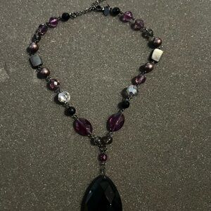 Lia Sophia Purple and Black Beaded Necklace